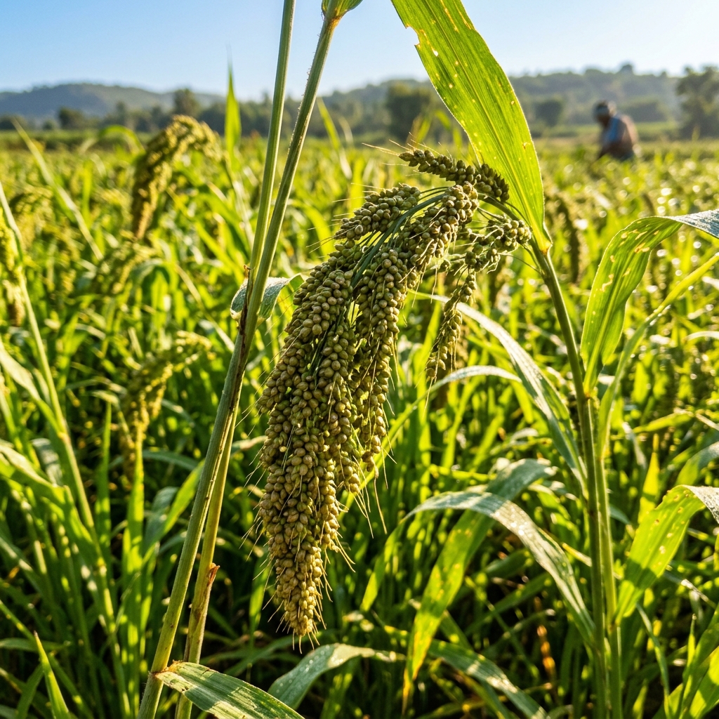 Lively Barnyard Millet Crop Grains
